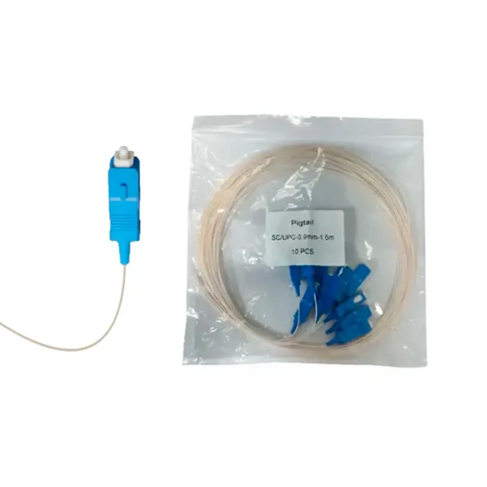 Pigtail Dimax SC/PC Monomodo cable de 0.9 a 1.5mm Blanco/Azul Largo de 1 metro Bolsa de 10 Piezas DF3-SC-SM-B