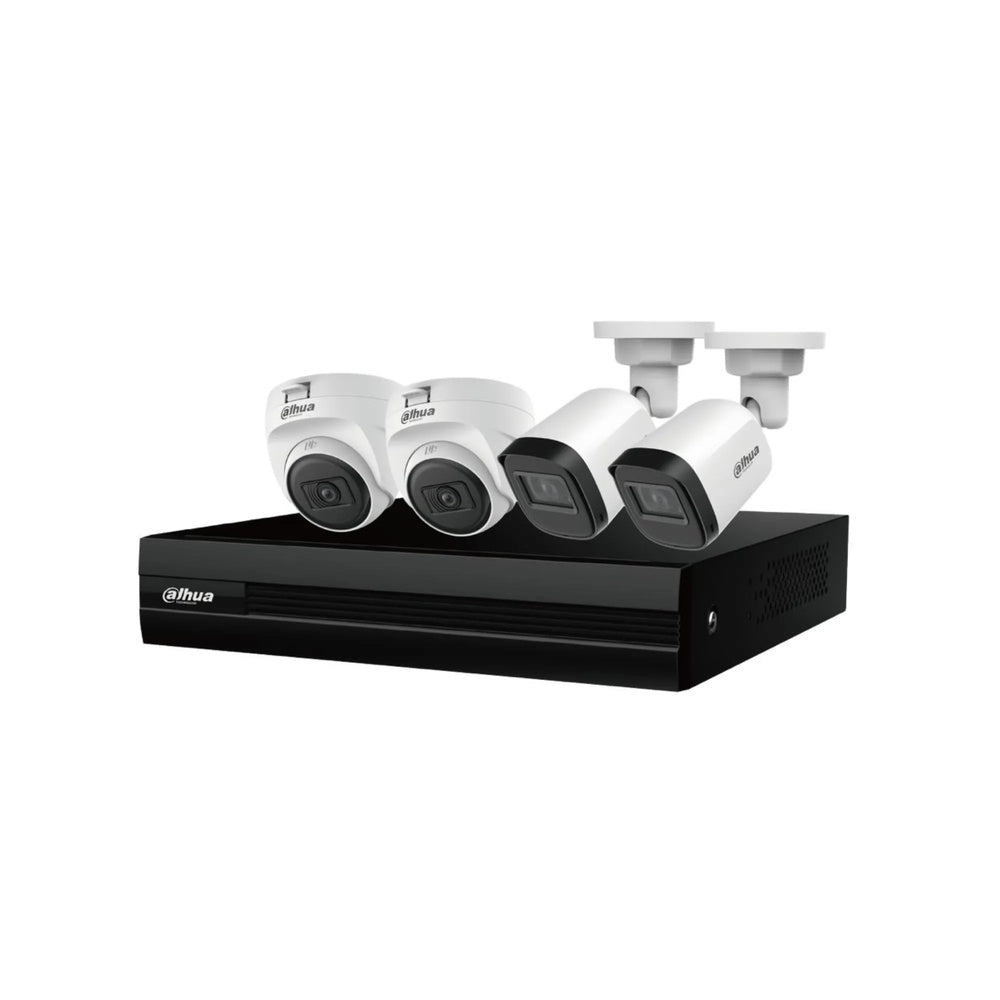 Kit Dahua 4 Camaras Plasticas 1080P Lente 3.6mm 1 Fuente Splitter para 4 Camara 4 Patch Cord BNC 18m DH-KIT-U-4CH-1080P