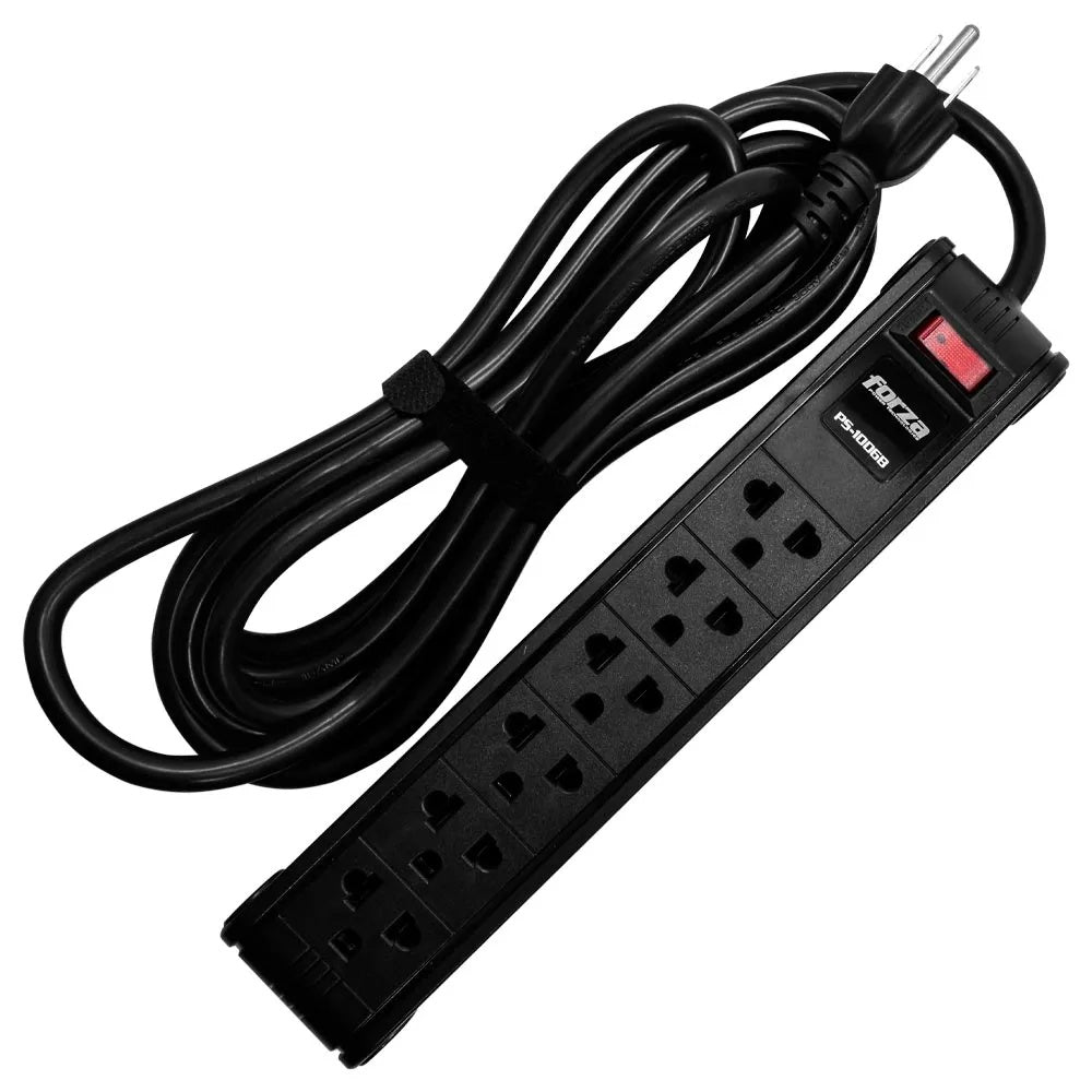 Regleta Forza 1680Watts con 6 Salidas NEMA 5-15P Longitud del Cable 3metros PS-1006B