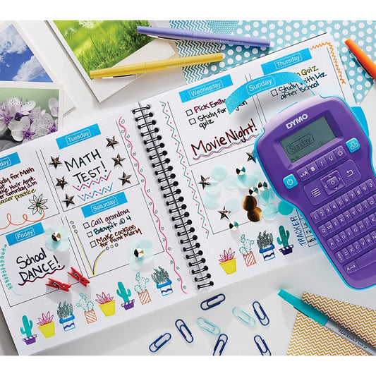 Etiquetadora Dymo Labelmanager Pop Purple Incluye 1 Cinta D1 Blanco fondo Azul 2056108