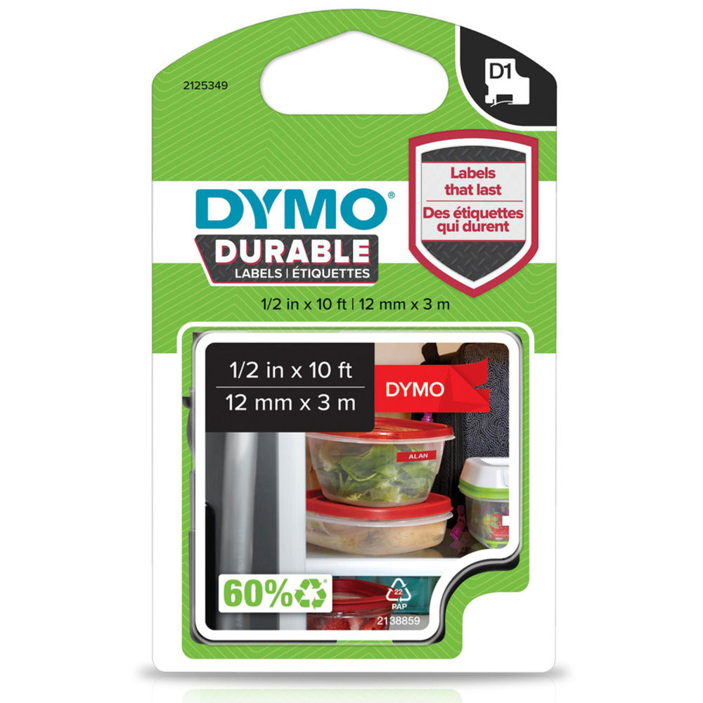 Cinta Dymo D1 Labelmanager Durable Blanco fondo Rojo 12mm x 5.5m 1978366