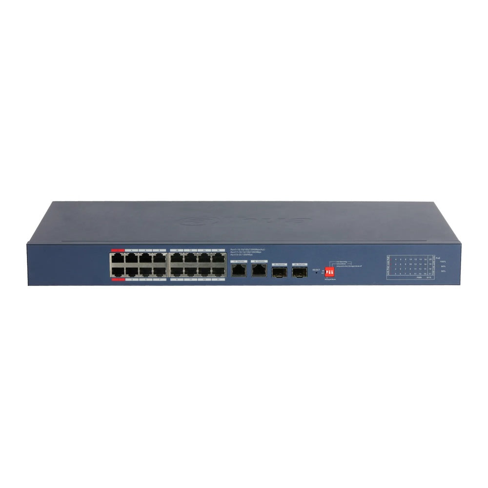 Switch Administrable Dahua 16xGigabit PoE 2xRJ45 Gigabit 2xSFP Gigabit Metalico Administra en Nube DH-CS4220-16GT-190-V2