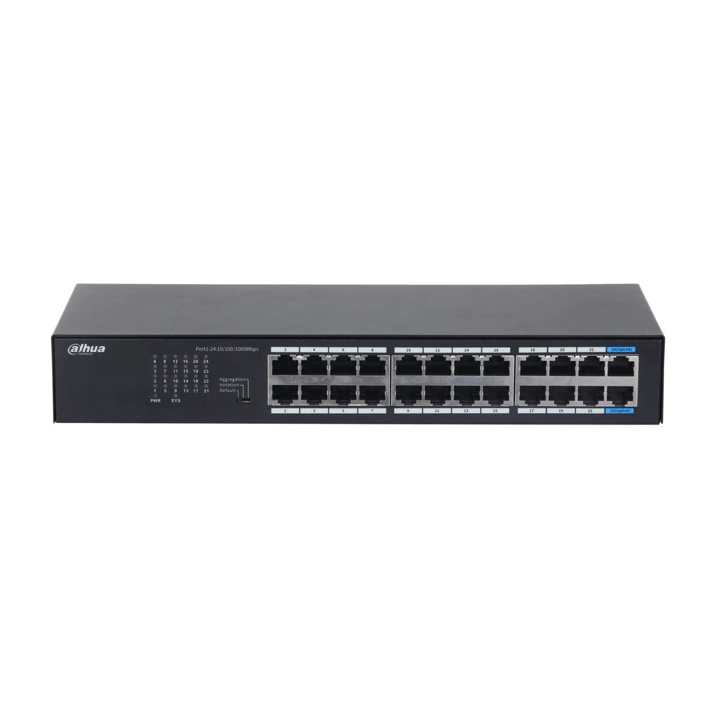 Switch Dahua 24 Puertos Gigabit Metalico Rackeable 2 Puertos Uplink DH-S3024-24GT