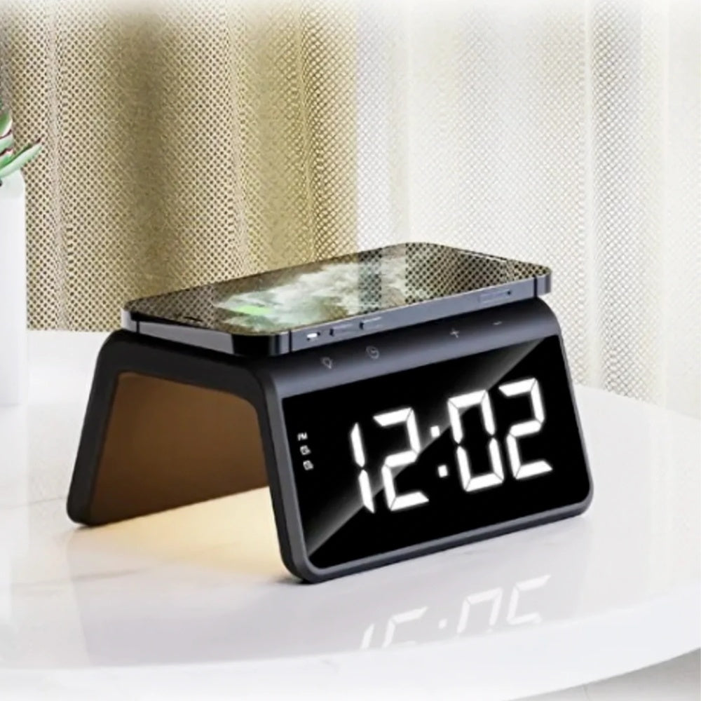 Reloj con Alarma Havit 6en1 Cargador Inalambrico y USB Alarma Decorativo Luces RGB Traseras W320-B