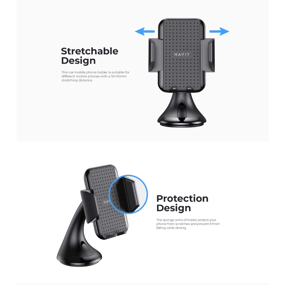 Soporte para telefono Havit H717 con Ventosa Rotacion 360 Grados H717