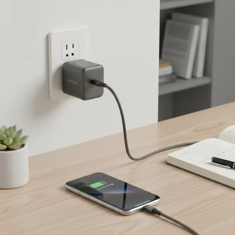 Cargador Ugreen 18W GaN Carga Rapida Diseño Ultracompacto Compatibilidad Universal 1xUSB-A QC3.0 Ultra Compacto 75953