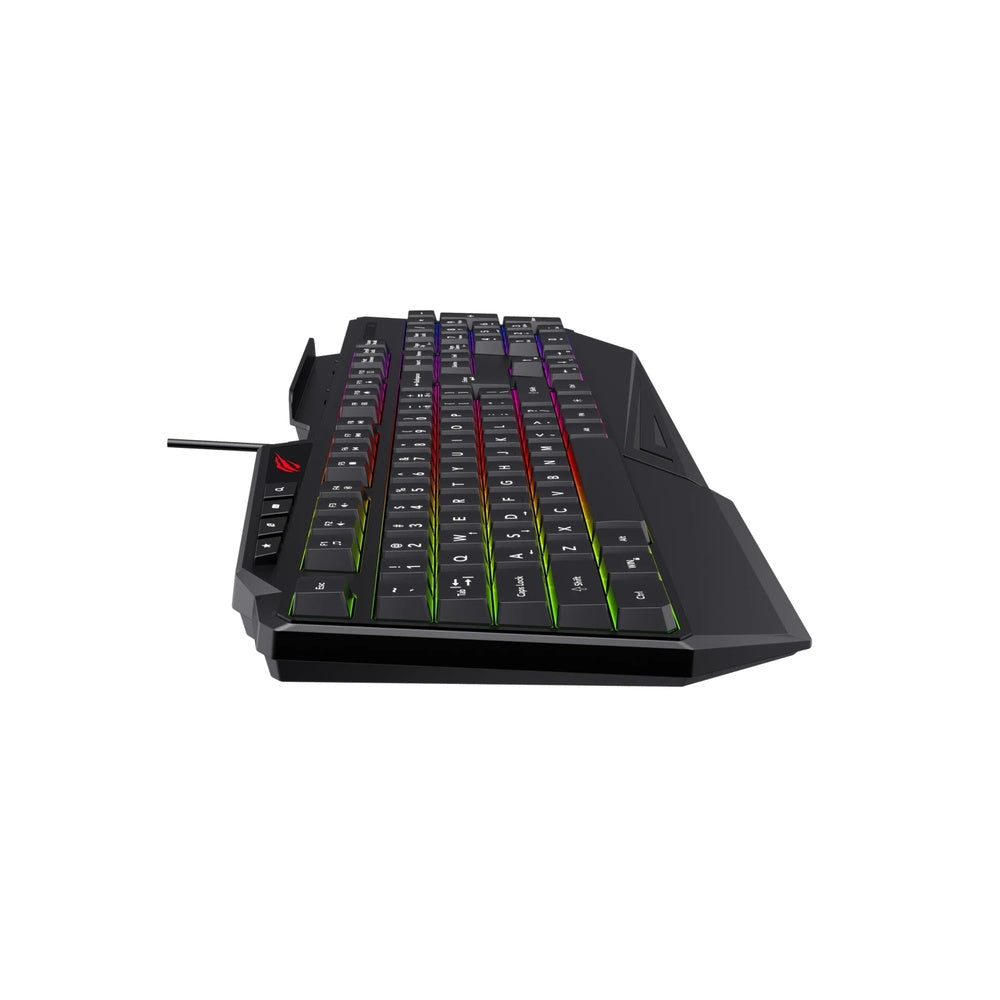 Teclado Havit Gamer y de Oficina RGB 108 Teclas Conexion USB-C Cable 1.5m con Soporte para Celular KB488L-SP