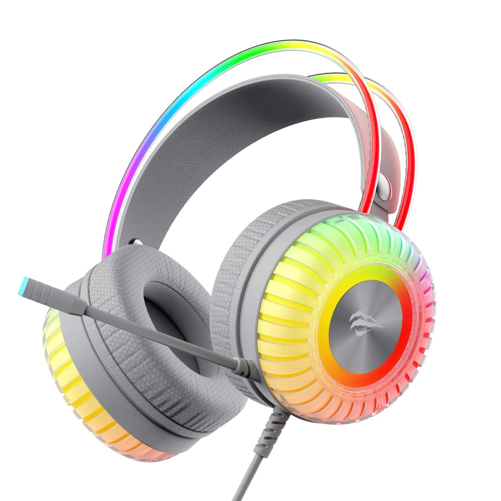 Audifono Gamer Havit RGB 7.1 Sonido Envolvente Diadema Flotante Ajustable Control Multimedia Cable 2.1m H2046U-WHG