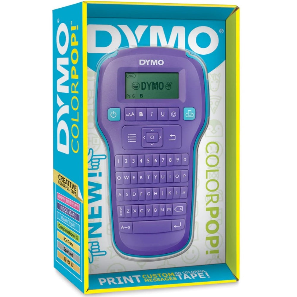 Etiquetadora Dymo Labelmanager Pop Purple Incluye 1 Cinta D1 Blanco fondo Azul 2056108
