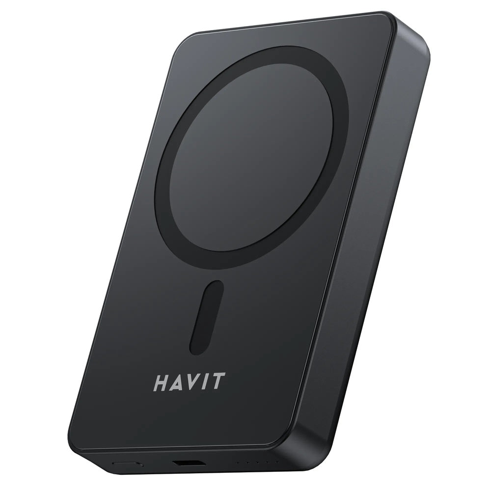 Power Bank Havit 10.000mAh Inalambrico 15W Salida USB-C 20W color Negro PB5217-BK