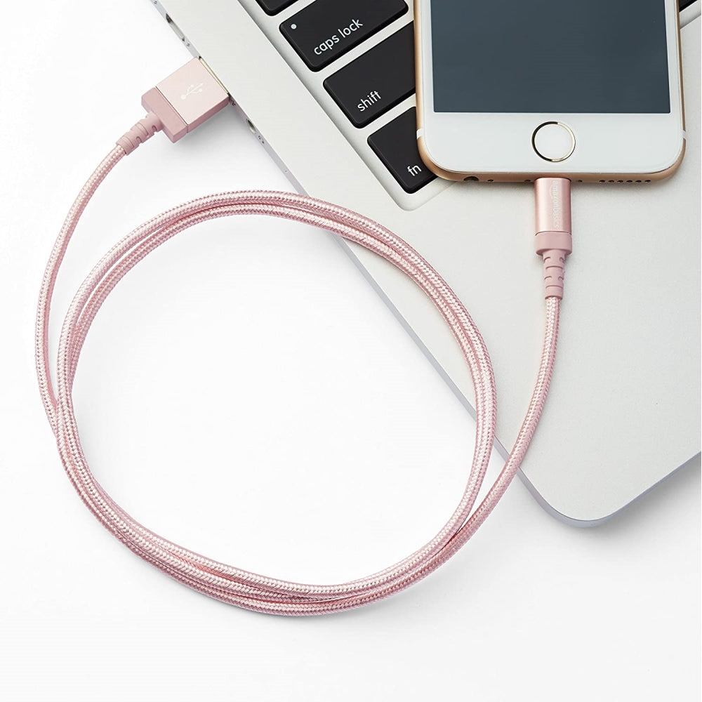 Cable Amazon Basic para Iphone Ipad USB-A a Lightning Certificado MFi de 0.9m color Rosado L6LMF077-CS-R