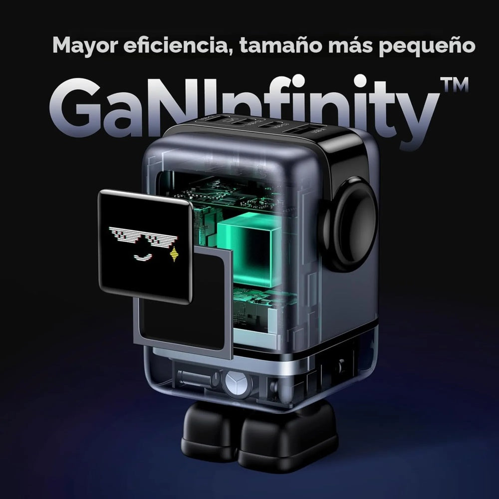 Cargador Ugreen Uno GaN 100W Carga hasta 4 Dispositivos Puertos 3xUSB-C y 1xUSB-A Pantalla Inteligente 45514B