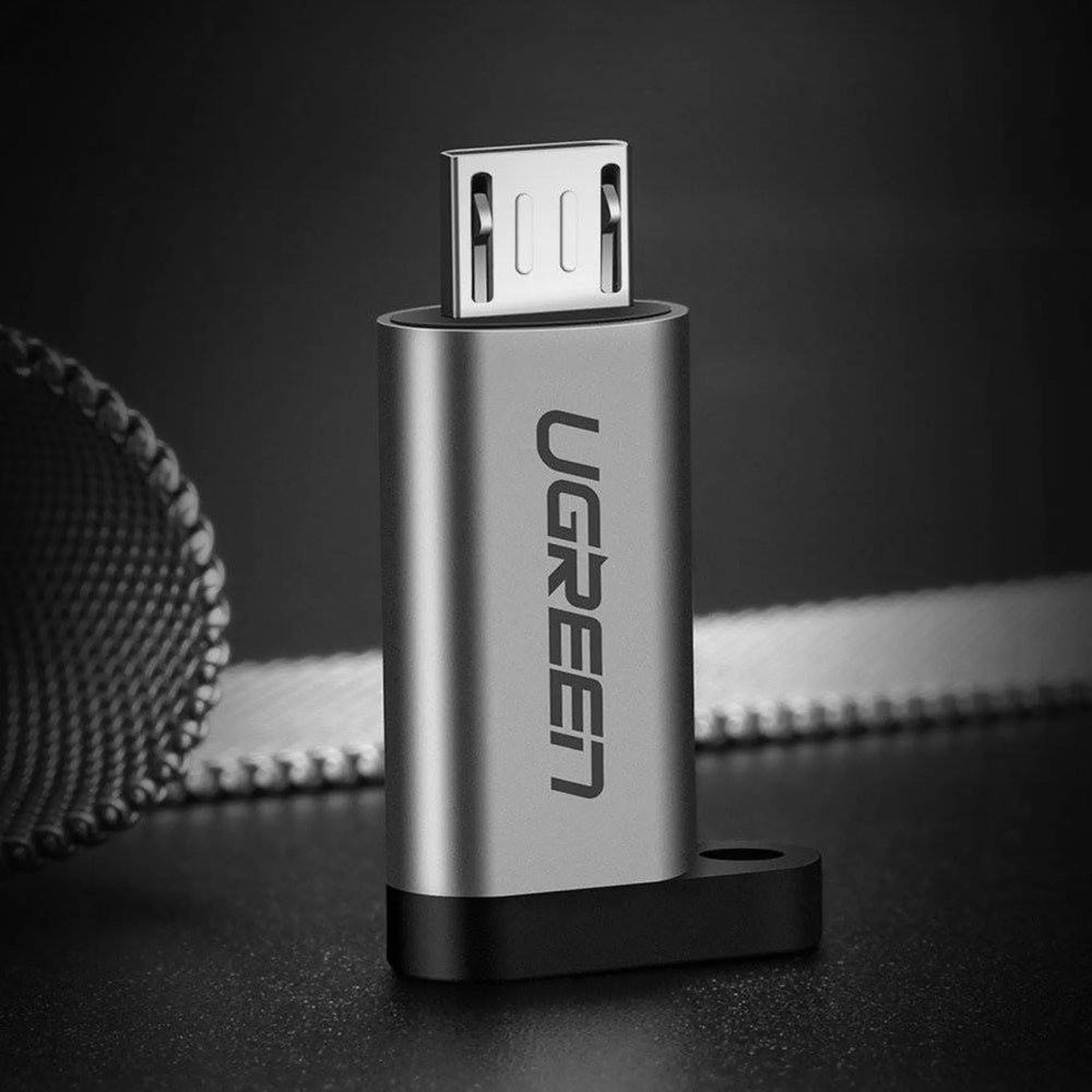 Adaptador Ugreen USB-C a Micro USB 2.0 Carga Rapida QC2.0 hasta 2.4Amp Transferencia 480Mbps Diseño Premium 50590