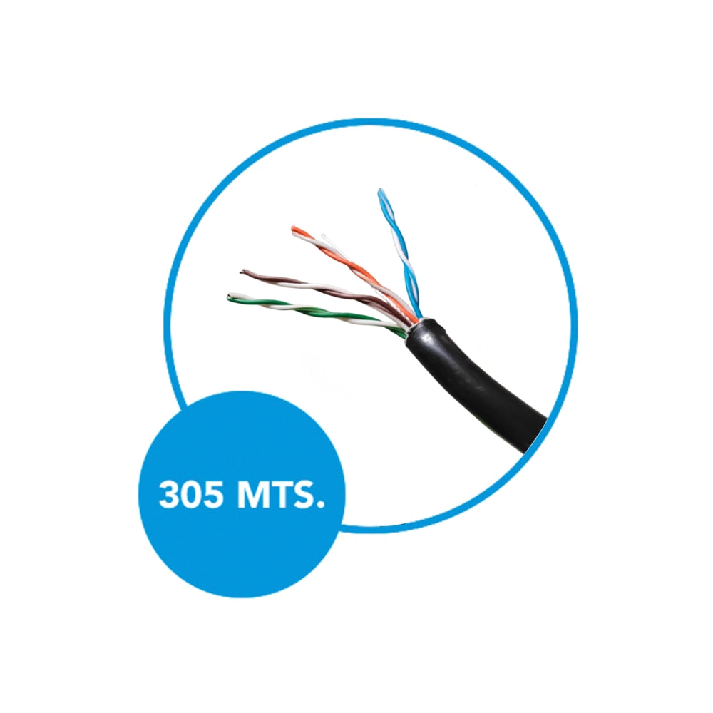 Cable Ethernet UTP Dimax Categoria 5E CCA Exterior 24AWG Pass Fluke Chaqueta Simple Longitud 305 Metros con Carrete de Madera