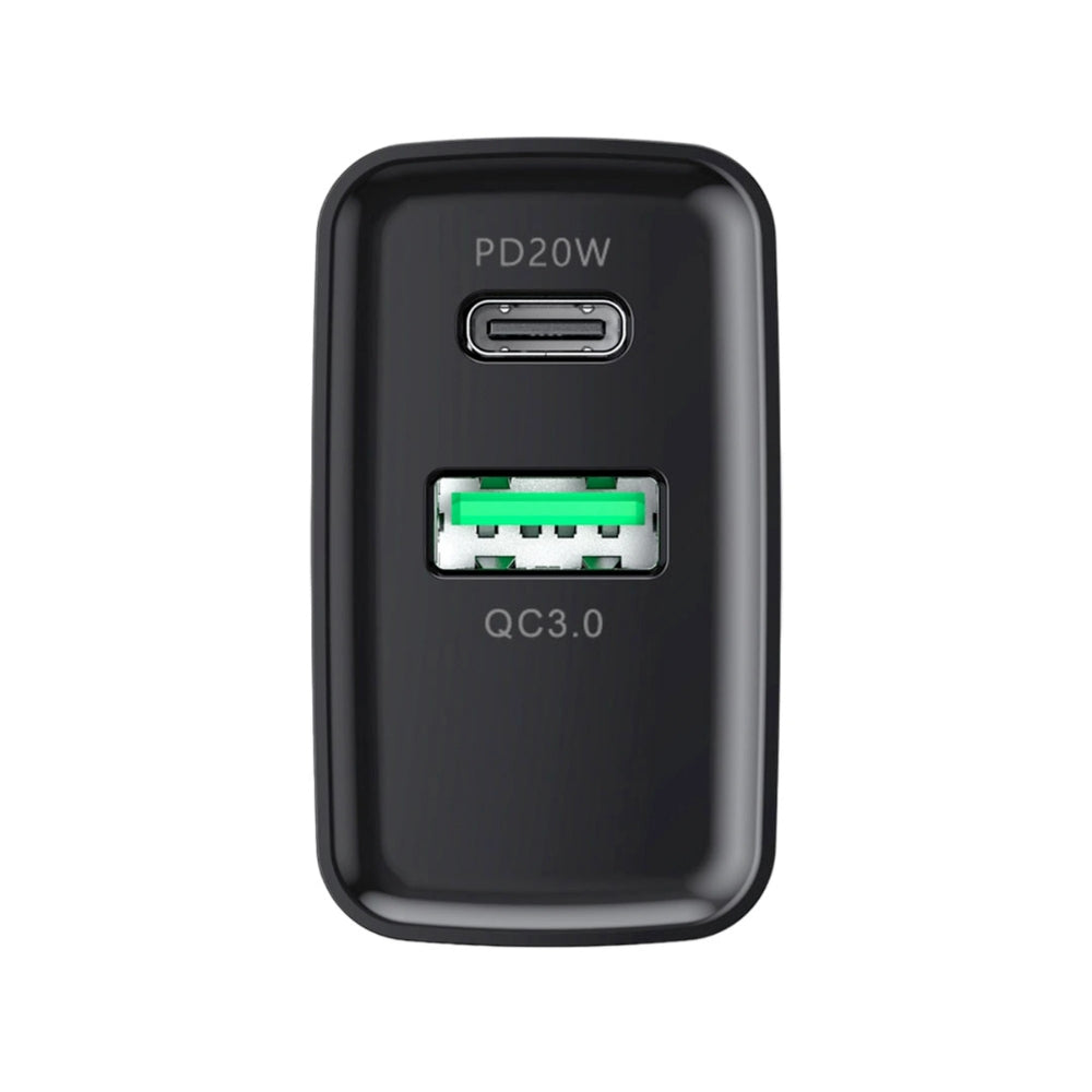 Cargador Havit Salida 1 Puerto USB-A 5V 3Amp y 1 Puerto USB-C 5V 3 Amp color Negro HV-UC111-US-B