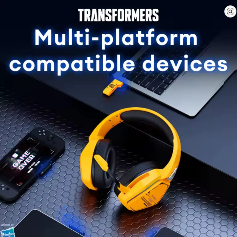 Audifonos Transformers Bumblebee 7.1 Multiplataforma Sonido Tridimensional Surround 3D Conectividad Inalambrica USB-A USB-C Cableado Compatible con PC Celulares PS4 PS5 N Switch TF-G10-YW
