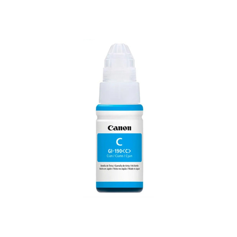 Botella de Tinta Canon GI-190C color Cian de 70ml Compatible con Pixma G3110 G4110 0668C001AC