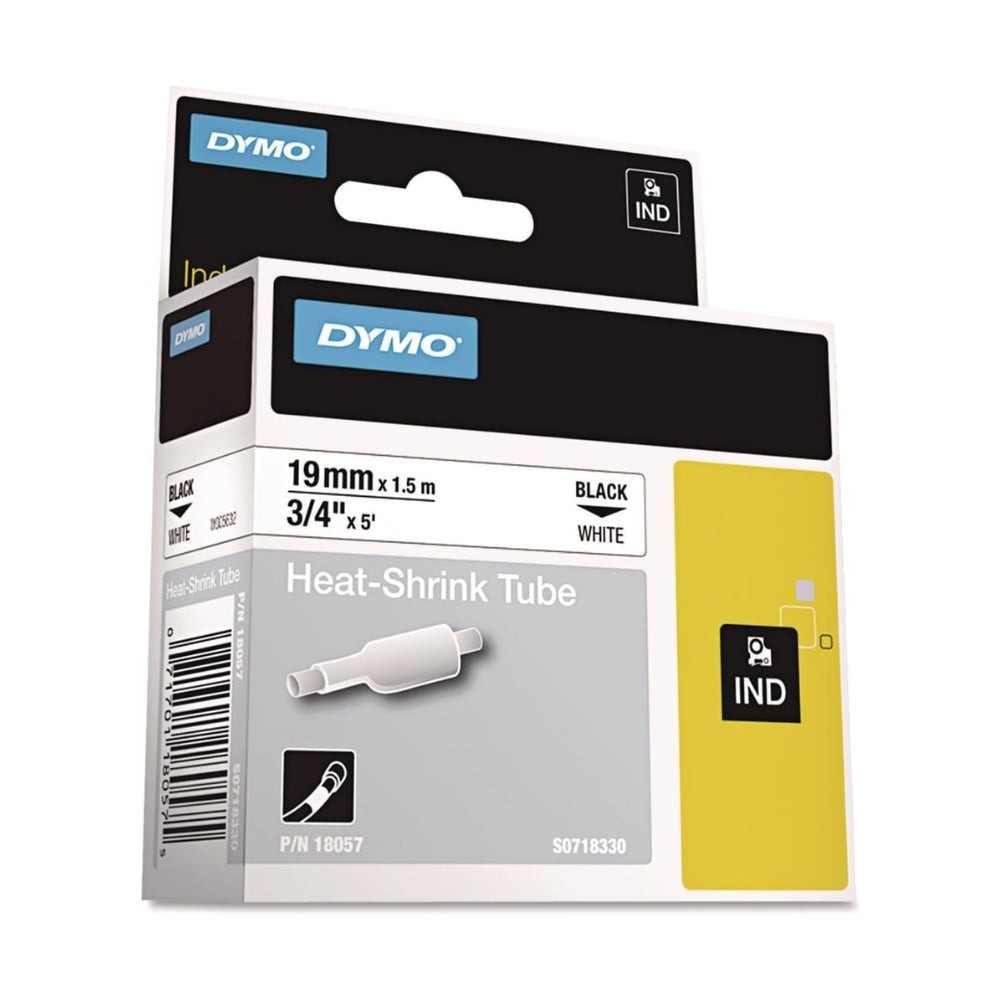 Cinta Dymo Rhino Industrial Termocontraible texto Negro fondo Blanco 19mm x 1.5m 18057