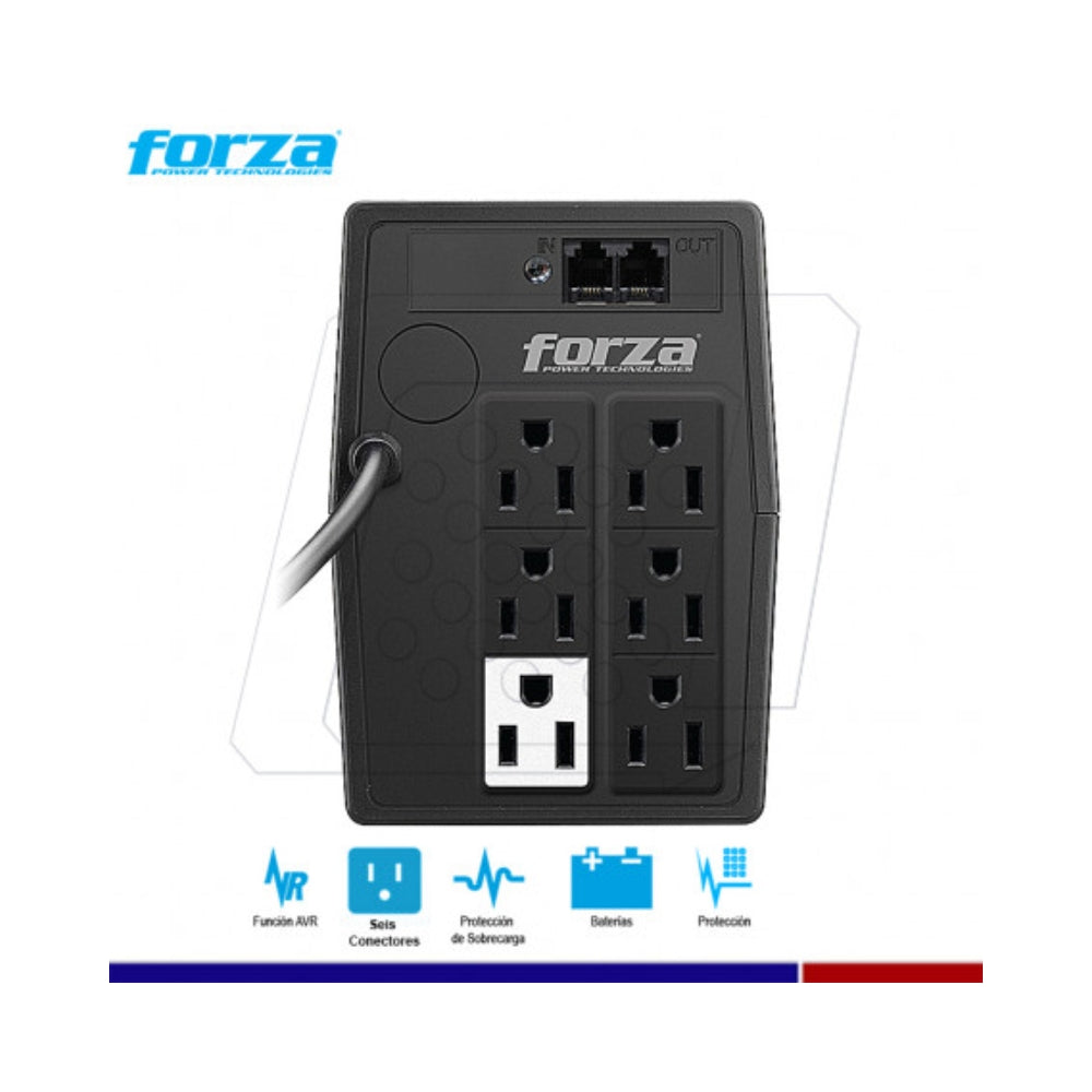 UPS Interactivo Forza 1000VA 500W con 6 Salidas NEMA NT-1012U