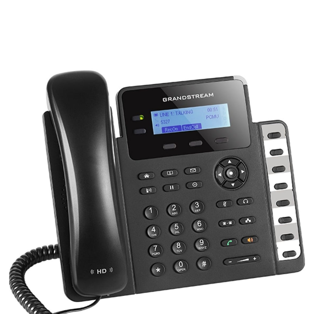 Telefono IP GranDStream 2 Lineas SIP 1 Puerto Ethernet Gigabit PoE 802.3AF Audio HD Bluetooth Conferencia 3 Vias Incluye Adaptador GXP1628