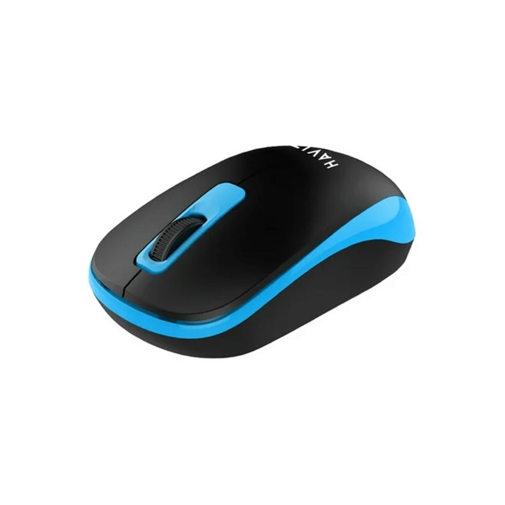 Mouse Havit Inalambrico Resolucion hasta 1200 DPI de 3 Botones Alcance 8 Metros color Negro y Azul MS626GT-B-BLUE