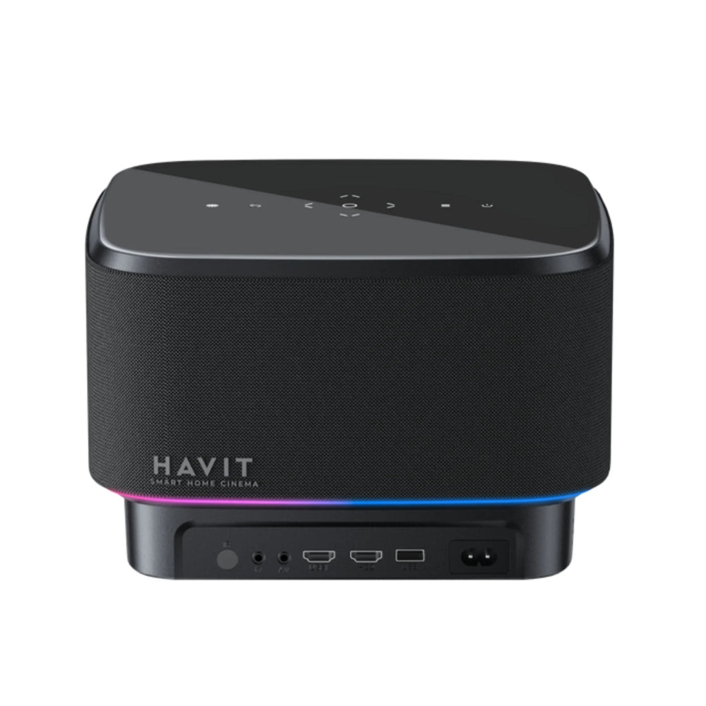 Proyector Havit Android hasta 4K con Google TV Licenciado 550 ANSI Lumens 11 2GB RAM 16GB Memoria Interna Enfoque Automatico PJ300 Plus-EU-BK