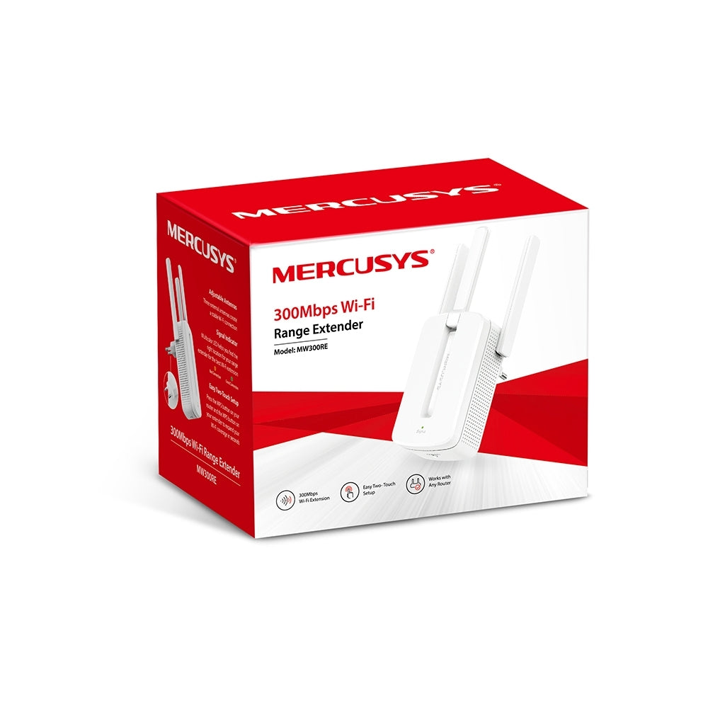 Extensor Mercusys de Cobertura WiFi N300 3 Antenas Externas Frecuencia 2.4GHz Compatibilidad Universal Modo AP Boton WPS MW300RE