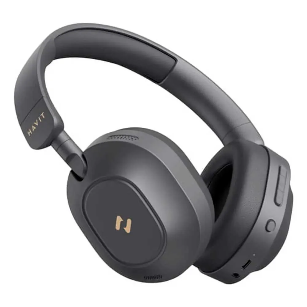 Audifonos Havit Inalambricos HI-Res Cancelacion de Ruido Activa Autonomia hasta 80 Horas Plegables Conexion a 2 Dispositivos en Simultaneo Puerto USB-C color Negro H668BT-BK