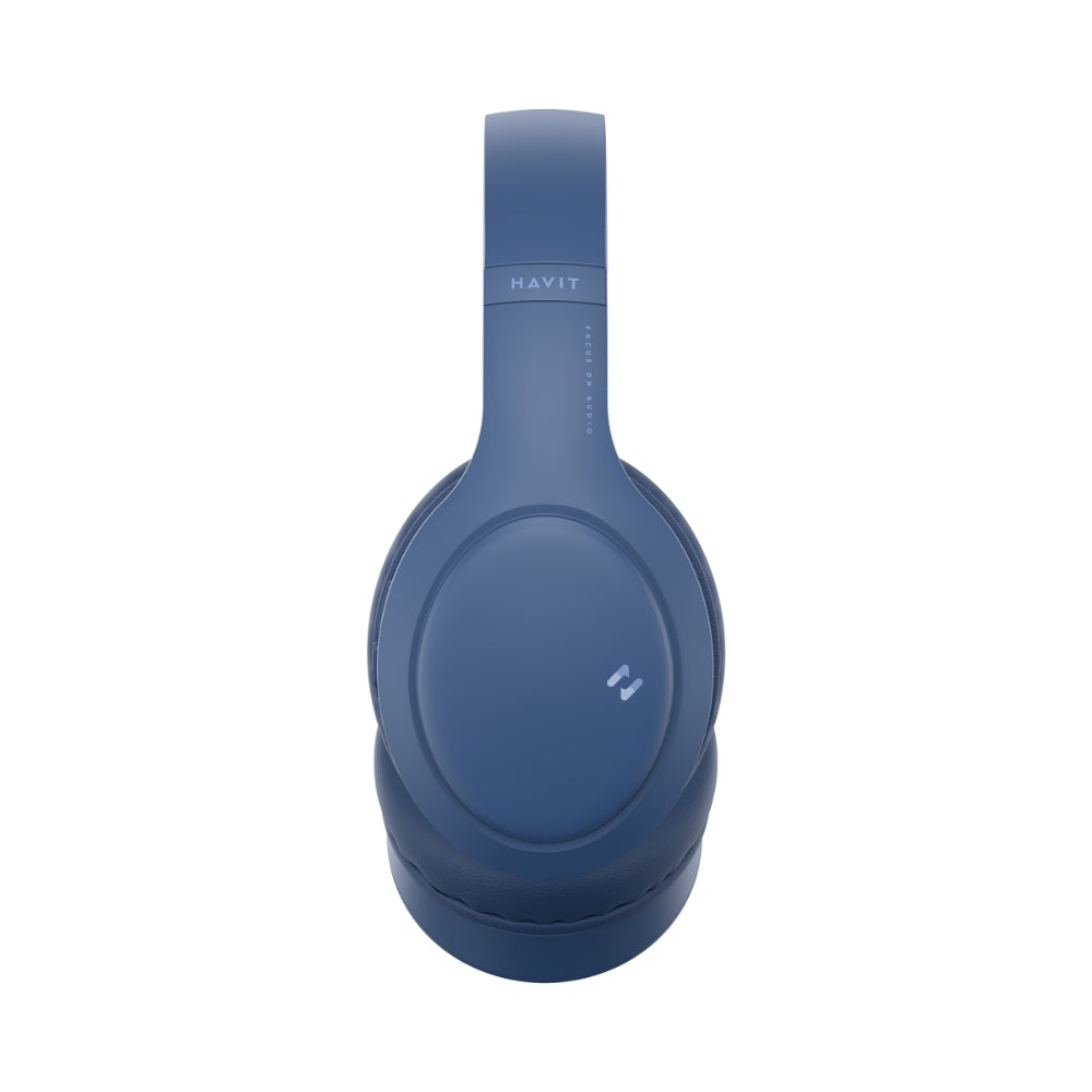 Audifonos Havit Bluetooth Bateria hasta 22 Horas Bluetooth 5.1 Diseño Ajustable y Plegable Puerto USB-C color Azul H633BT-BLUE