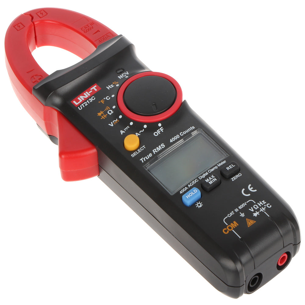 Pinza Amperimetrica de Gancho Uni-t hasta 400A AC DC 600V AC DC Resistencia Capacitancia Frecuencia Temperatura UT213C