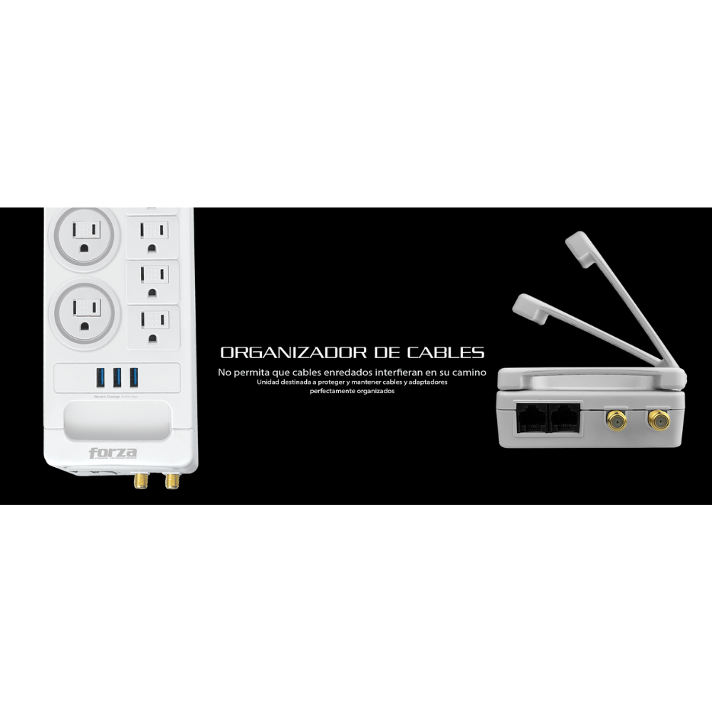 Protector de Sobretension Forza Nivel 2 1800J 1750W con 11 Salidas NEMA y 3 Puertos USB-A FSP-1011USBW
