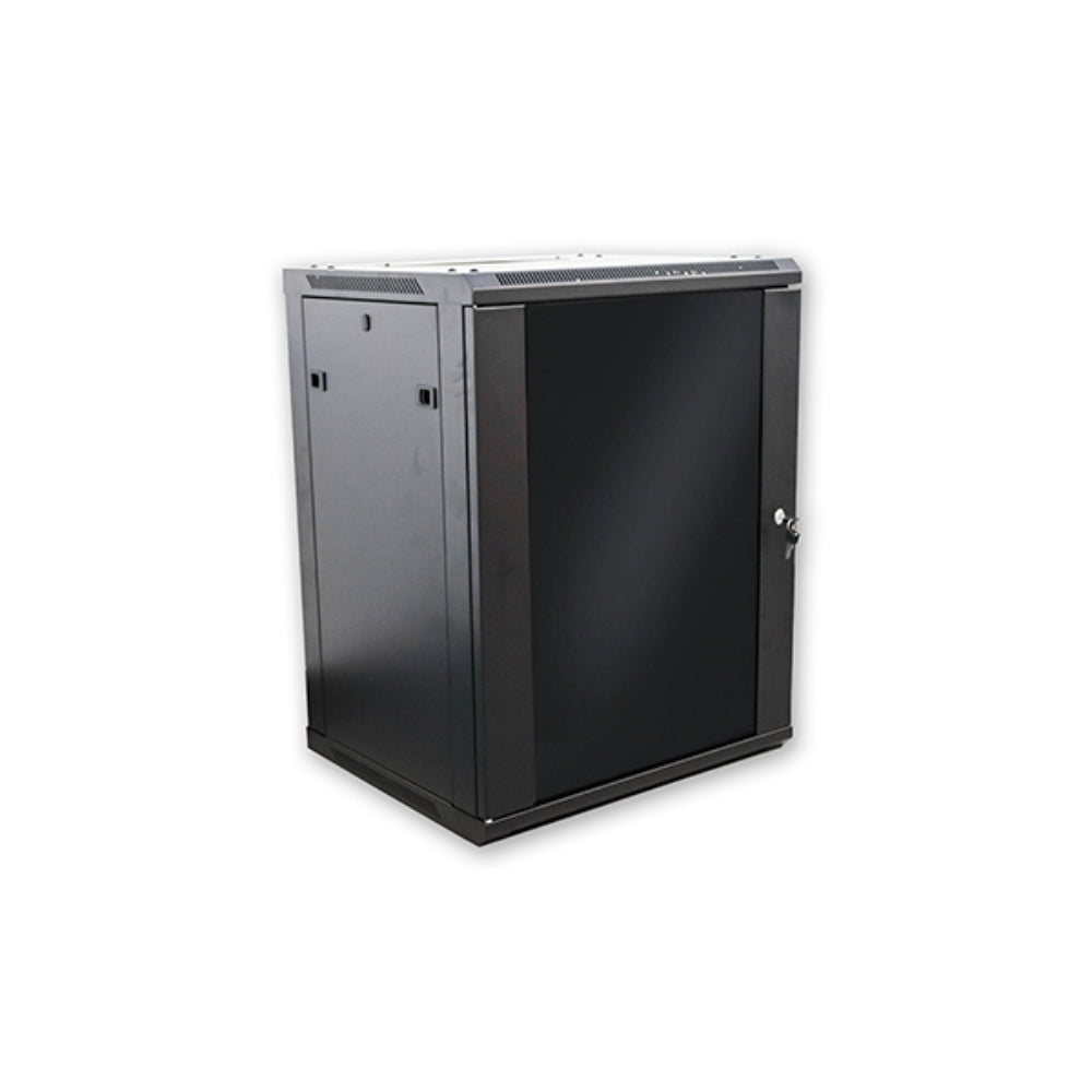 Gabinete Dimax 12U 770x450x600mm SOHO Puerta de Cristal Capacidad 60Kg Norma ROHS color Negro C753