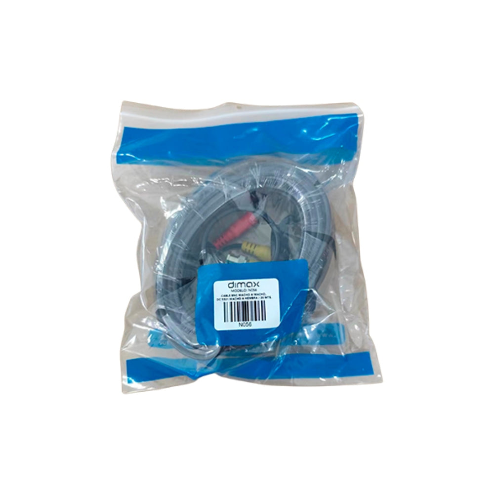 Patch Cord Dimax BNC+DC para Conexion de Camaras Cable de 20 metros color Negro N056