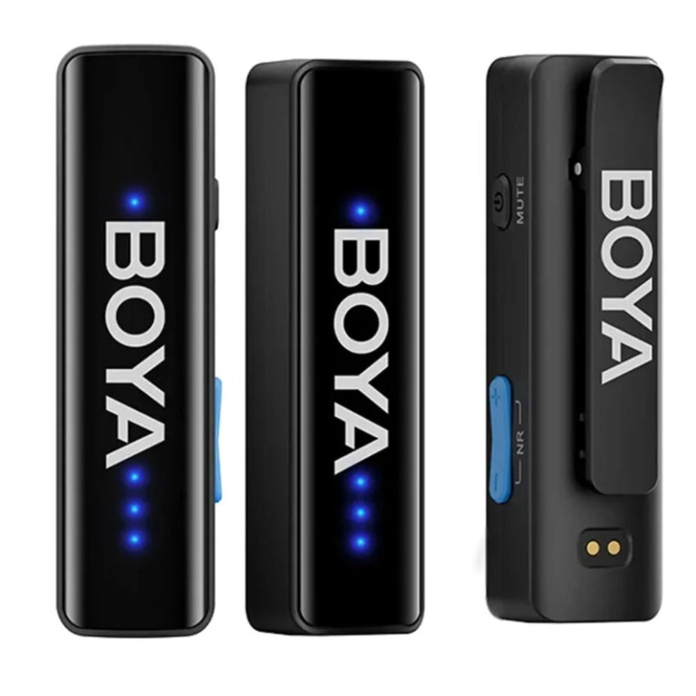 Microfono Inalambrico Boya 3en1 Doble Canal 2.4GHz Alcance hasta 300metros Conexion Lightning, USB-C y 3.5mm Cancelacion de Ruido de 2 niveles Bateria hasta 30 horas BOYALINK V2.0