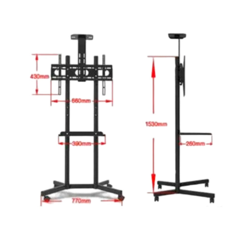 Rack Pedestal Dimax para TV de 30" a 60" Soporta 70Kg Altura Maxima Regulable 150cm B014