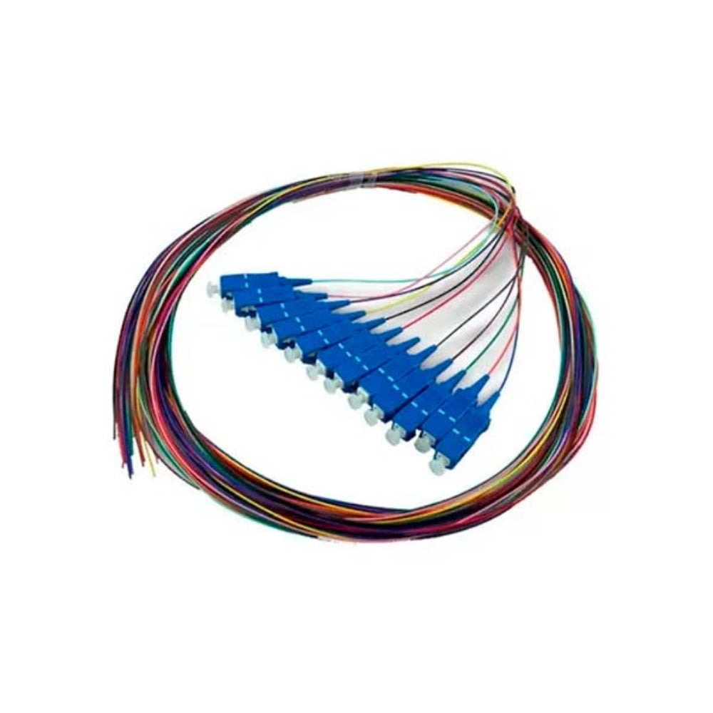 Pigtail Dimax SC/APC Monomodo cable de 0.9 a 1.5mm Blanco/Azul Largo de 1 metro Bolsa de 12 Piezas C740