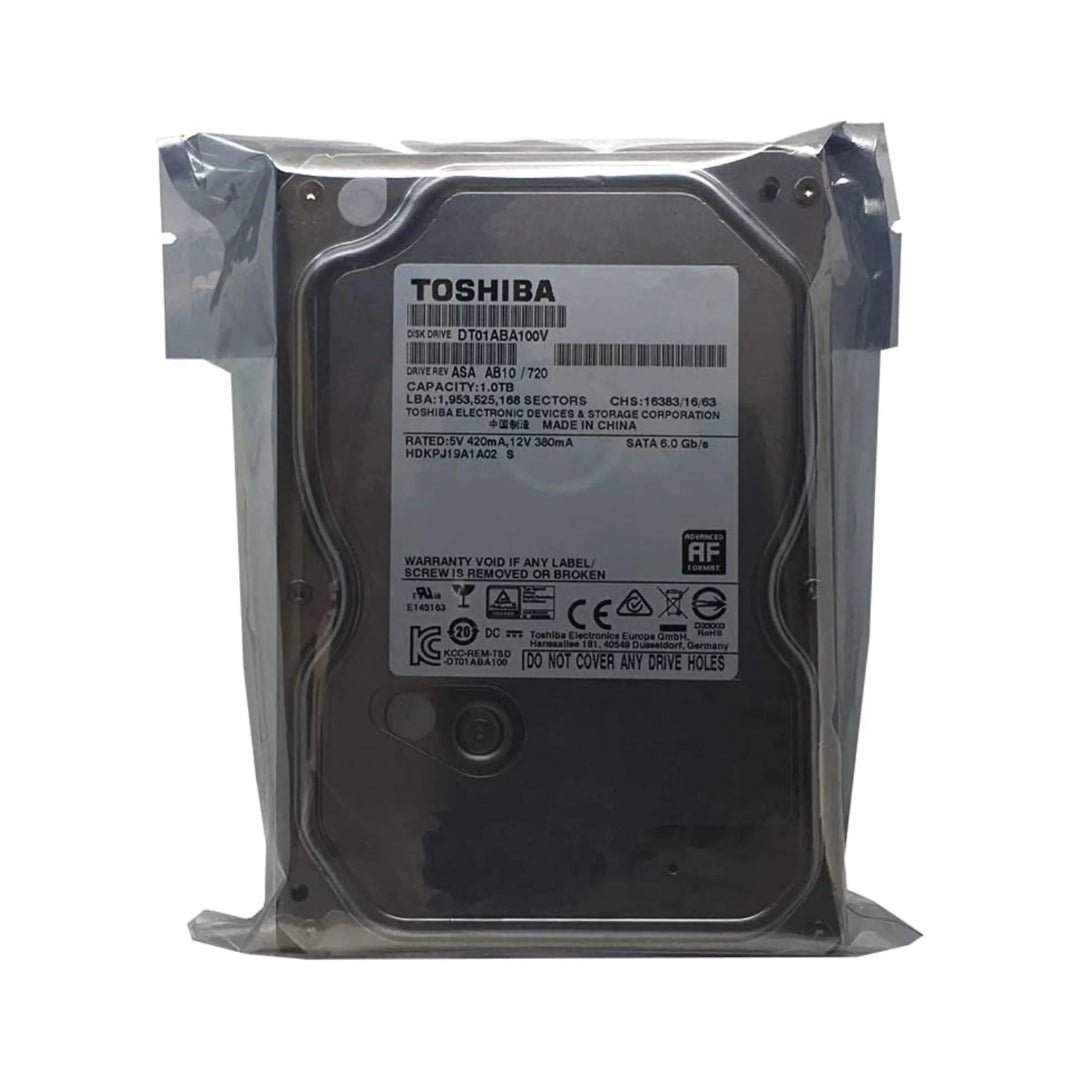 Disco Duro Toshiba 1TB 5700RPM Cache 32MB Sata 6Gbps Optimizado para Grabador de Alto Consumo Funciona 24/7 Reacondicionado DT01ABA100V