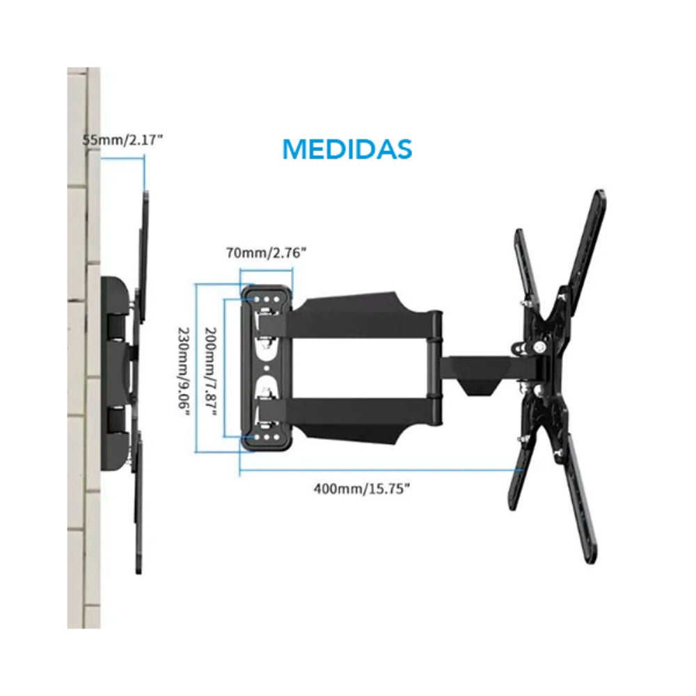 Soporte de TV Dimax de 15" a 55" Soporta 45Kg BrazoFlexible B001