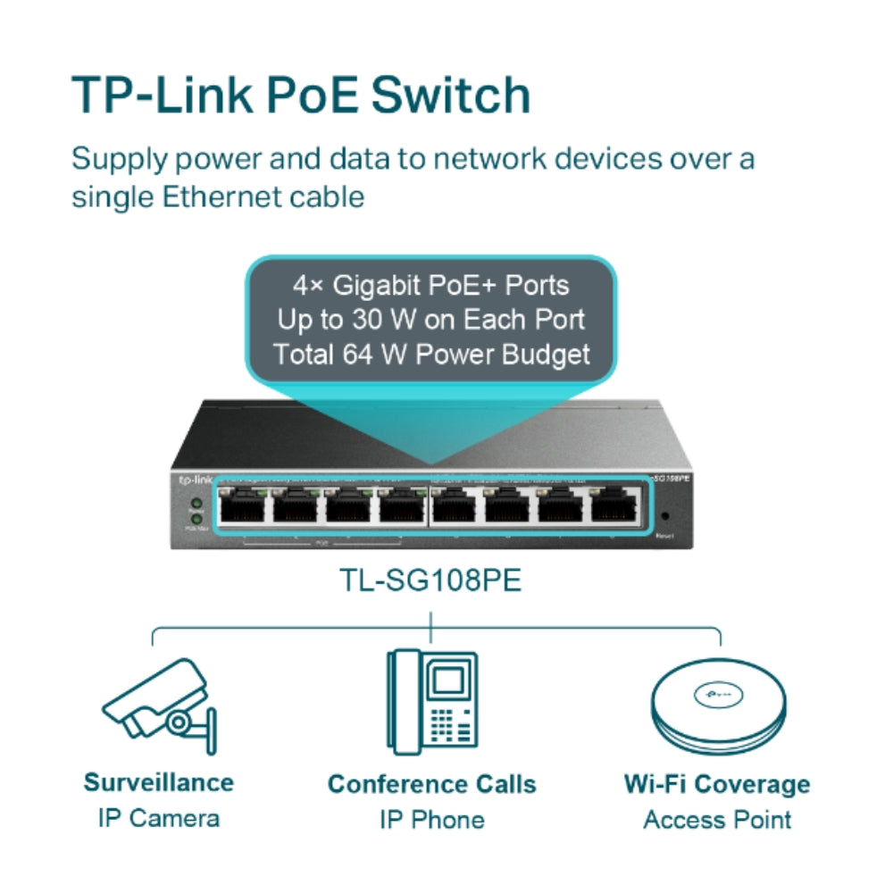 Switch TP-Link Omada Easy Smart 8 Puertos Gigabit Carcasa Metalico DS108GE