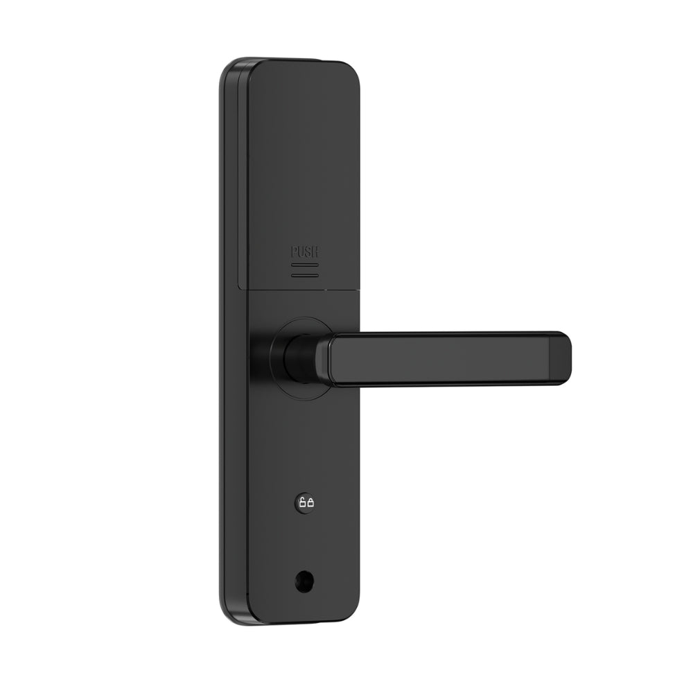 Cerradura Inteligente Dimax Aleacion de ALuminio Funciona con APP Huella Tarjeta Llave Contraseña Requiere 4 pilas AA diseño Moderno Mortaja 5050 color Negro B028