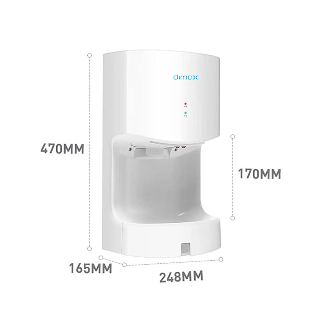 Secadora de Manos Empotrable Dimax Potencia 1200W/1450W 2500rpm Tiempo de Secado 5-7 Seg Velocidad 80m/s IPx1 N106