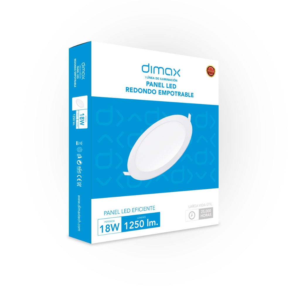 Luz LED Dimax Redonda de Empotrar 18W Luz Calida 3000K S145