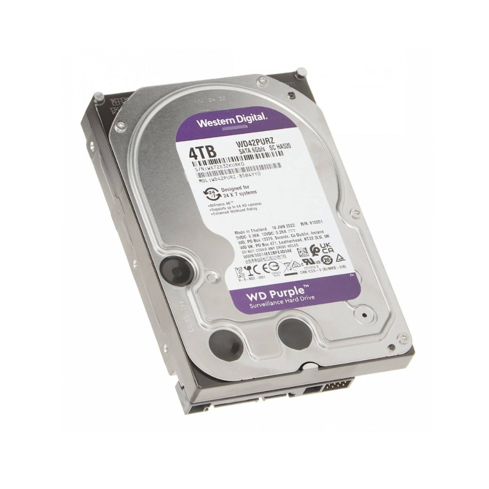 Disco Duro Western Digital Purpura 4TB 5400RPM Sata 6Gbps 3.5" Trabajo 24/7 para Video Vigilancia WD42PURZ
