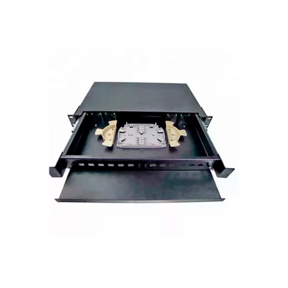Patch Panel ODF Dimax 1U 12 Puertos Compatible con Adaptador Simplex SC LC Incluye Cassetera color Negro C733