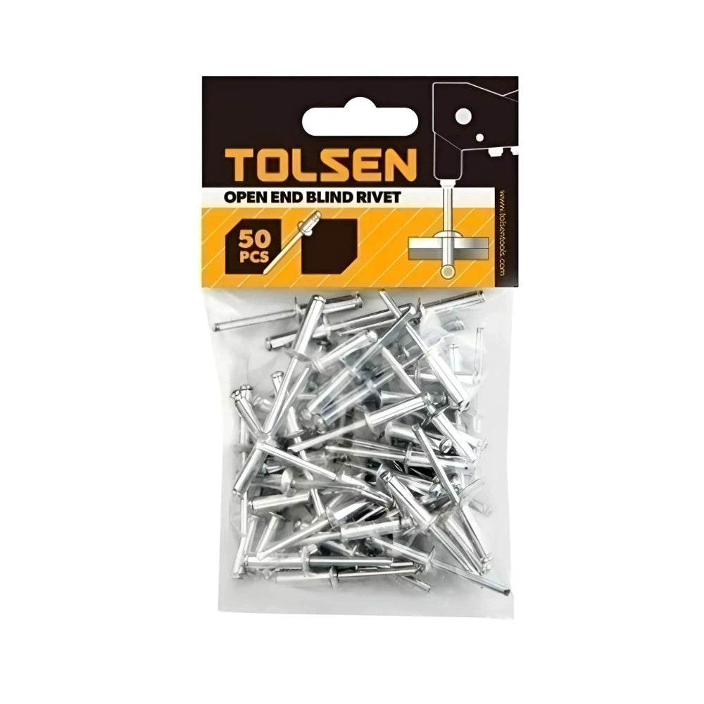 Bolsa de 50 Piezas de Remache Tolsen Ciego de Extremo Abierto de Aluminio 4.8x12.7mm 43011
