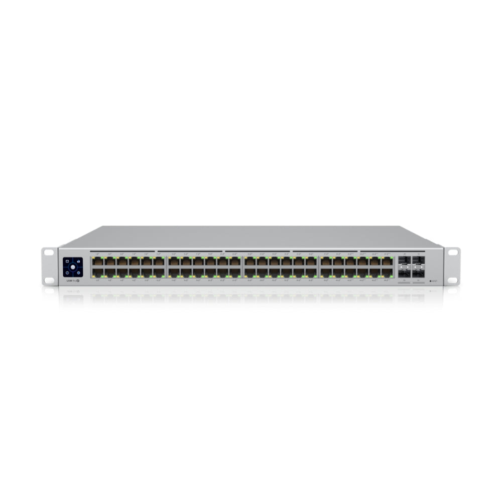 Switch Ubiquiti Unifi 48 Puertos 8xGigabit Poe++ 40xGigabit PoE+ 4xSFP+ Capa 2/3 Pantalla Tactil 1.3" Potencia Max. 600Watts UB-USW-PRO-48-POE