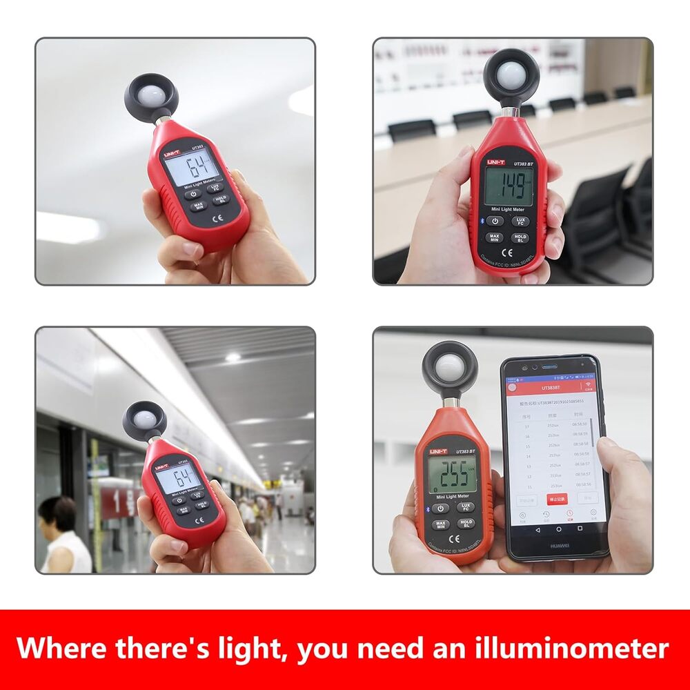 Mini Fotometro Medidor de Luz Uni-T 0 a 19.999 FC con Bluetooth UT383BT