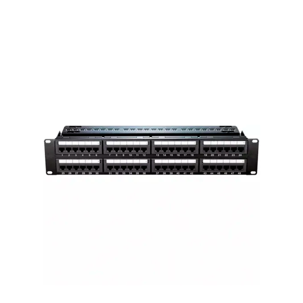 Patch Panel Dimax de 48 Puertos Categoria 6 19" Cumple con UL y RoHS Permite Etiquetar Incluye Accesorios C859