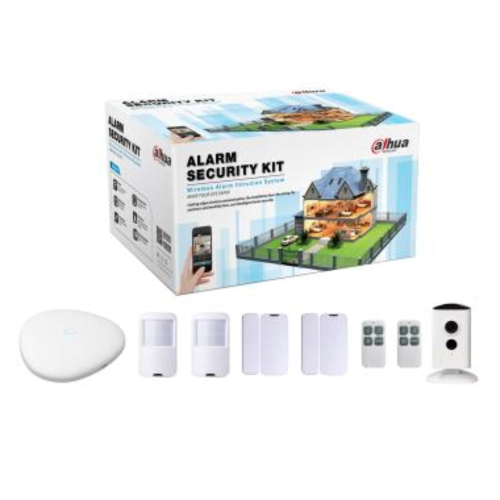 Kit de Seguridad de Alarma Dahua WiFi Rango hasta 150metros 24/7 1xHub 2xPIR 2xPuerta/Ventana 2xControles 1xIPC C-35 DHI-ART-ARC2000B-06-C35