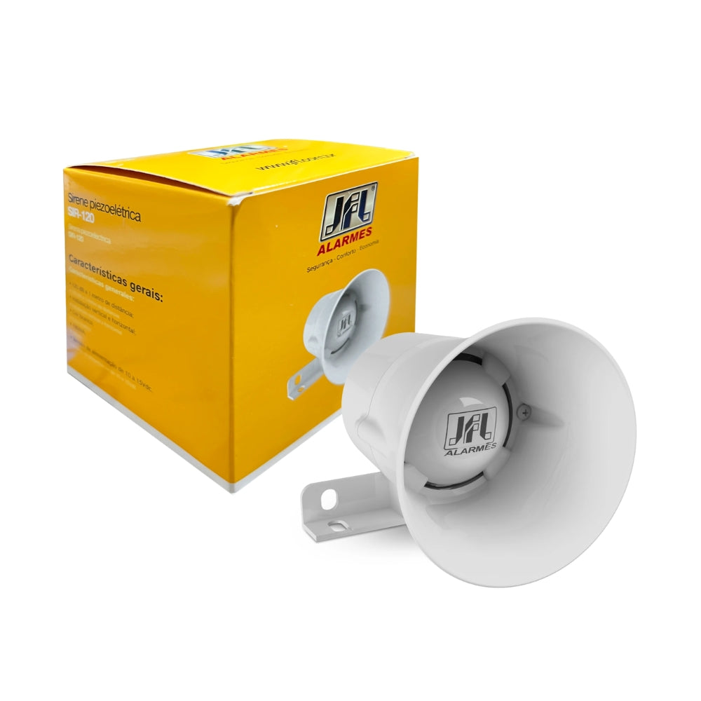 Sirena JFL Piezoelectrica 120dB Instalacion Horizontal o Vertical Alimentacion 10 a 15 Vdc SIR-120